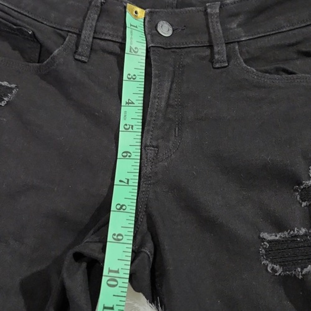 Old Navy -34 Mid-Rise Pop Icon Black Ripped Skinny Jeans 4 - Picture 4 of 9